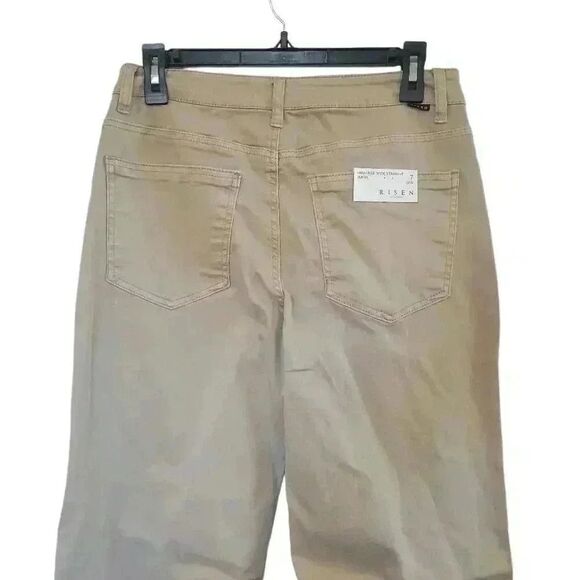 Risen Women's Sand Cotton/Poly/Spandex High Rise Wide Leg Straight Jeans NEW - Picture 6 of 9